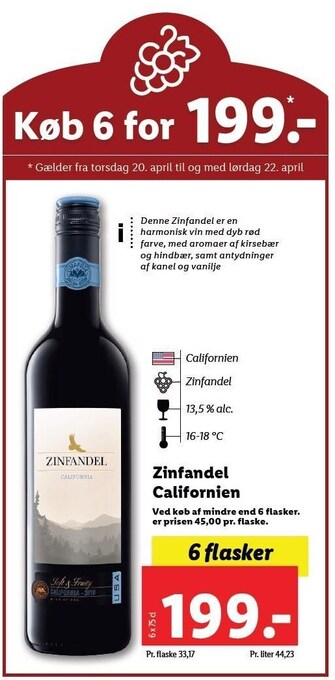 Lidl Zinfandel californien tilbud