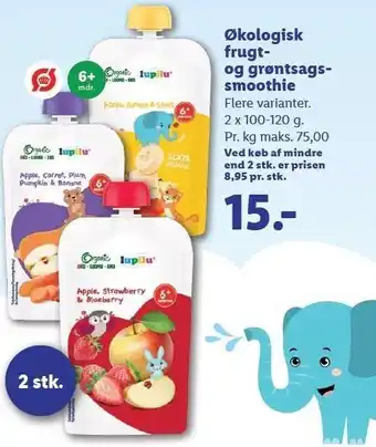 Lidl Økologisk frugt- og grøntsagssmoothie tilbud