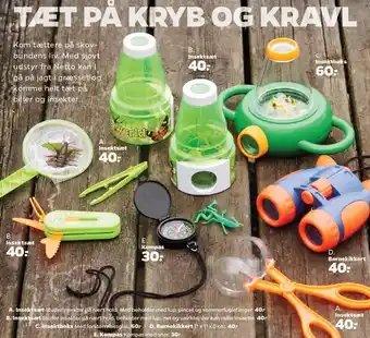 Insektsæt, kompas, insektboks eller børnekikkert