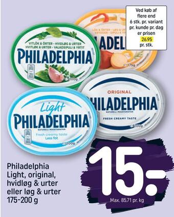 Philadelphia light, original, hvidløg & urter eller løg & urter