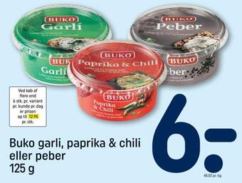 REMA 1000 Buko garli, paprika & chili eller peber tilbud