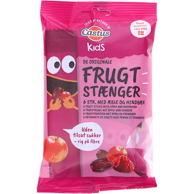 Motatos 2 x castus frugtstænger æble/hindbær tilbud
