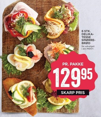 MENY 6 stk. delikatesse smørrebrød tilbud