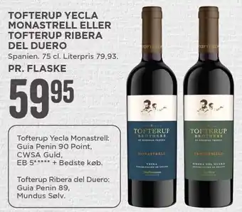 MENY Tofterup yecla monasrell eller tofterup ribera del duero tilbud