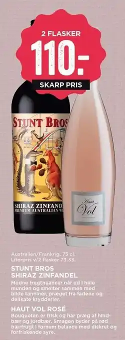 MENY Stunt bros shiraz zinfandel eller haut vol rosé tilbud