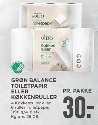 MENY Grøn balance toiletpapir eller køkenruller tilbud