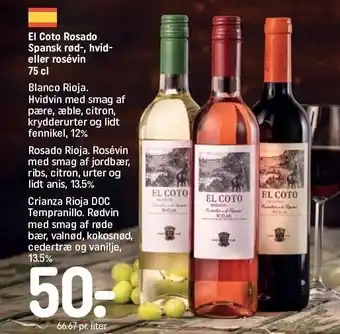 El coto rosado spansk rød-,hvid- el. rosevin