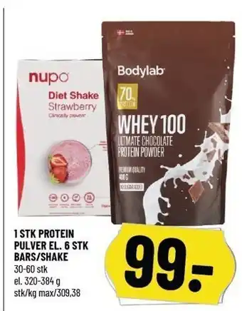 Løvbjerg 1 stk protein pulver el. 6 stk bars/shake tilbud