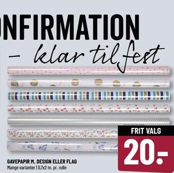 Gavepapir m. design eller flag