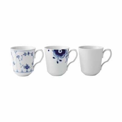 Imerco Royal copenhagen history mix krus - 3 stk. - 37 cl - porcelæn - koboltblå/hvid tilbud