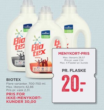 MENY Biotex vaskemiddel-flydende tilbud