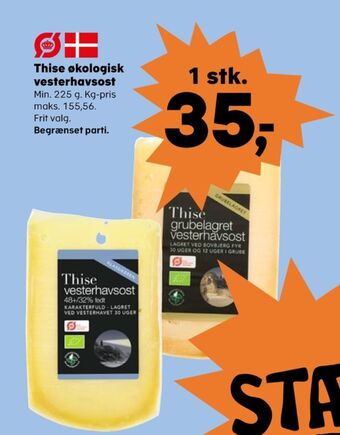 SuperBrugsen Thise skæreost vesterhav 48+/32% tilbud