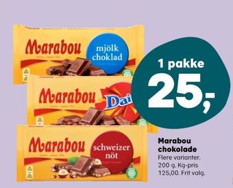 SuperBrugsen Marabou chokoladeplade schweizernöt tilbud
