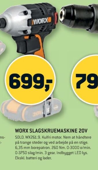 XL-BYG Worx professional slagskruemaskine tilbud