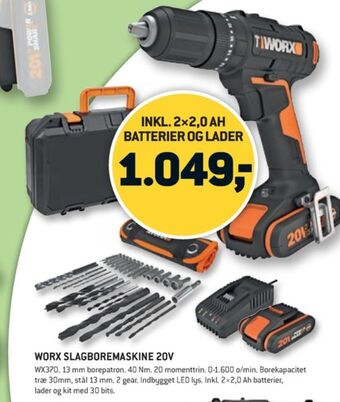 XL-BYG Worx professional slagboremaskine tilbud