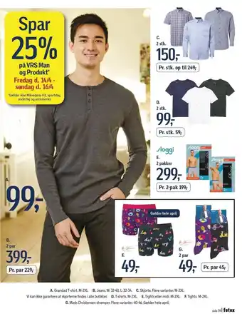 Føtex Jeans, t-shirt, skjorte, tights, strømper til herre tilbud