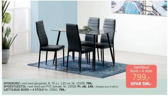 Daells Bolighus Sættilbud bord + 4 stole tilbud