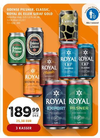 Scandinavian Park Odense pilsner, classic, royal øl eller giraf gold tilbud