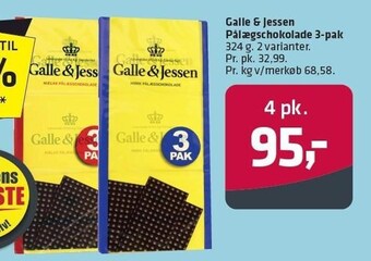 Fleggaard Galle & jensen pålægschokolade 3-pak tilbud