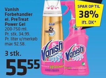 Fleggaard Vanish forbehandler el. pretreat power gel - 3 stk. tilbud