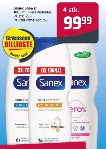 Fleggaard Sanex shower - 4 stk. tilbud