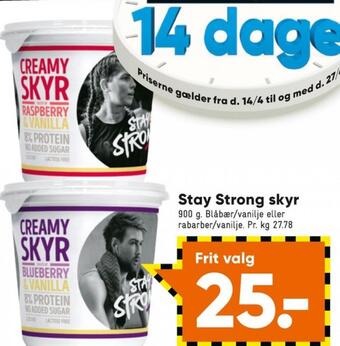 Bilka Stay strong skyr hindbær & vanilje tilbud