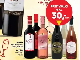 Verosso eller le filou, frit valg