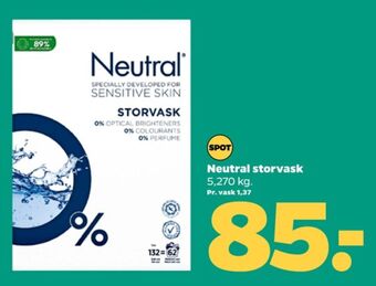 Neutral vaskepulver