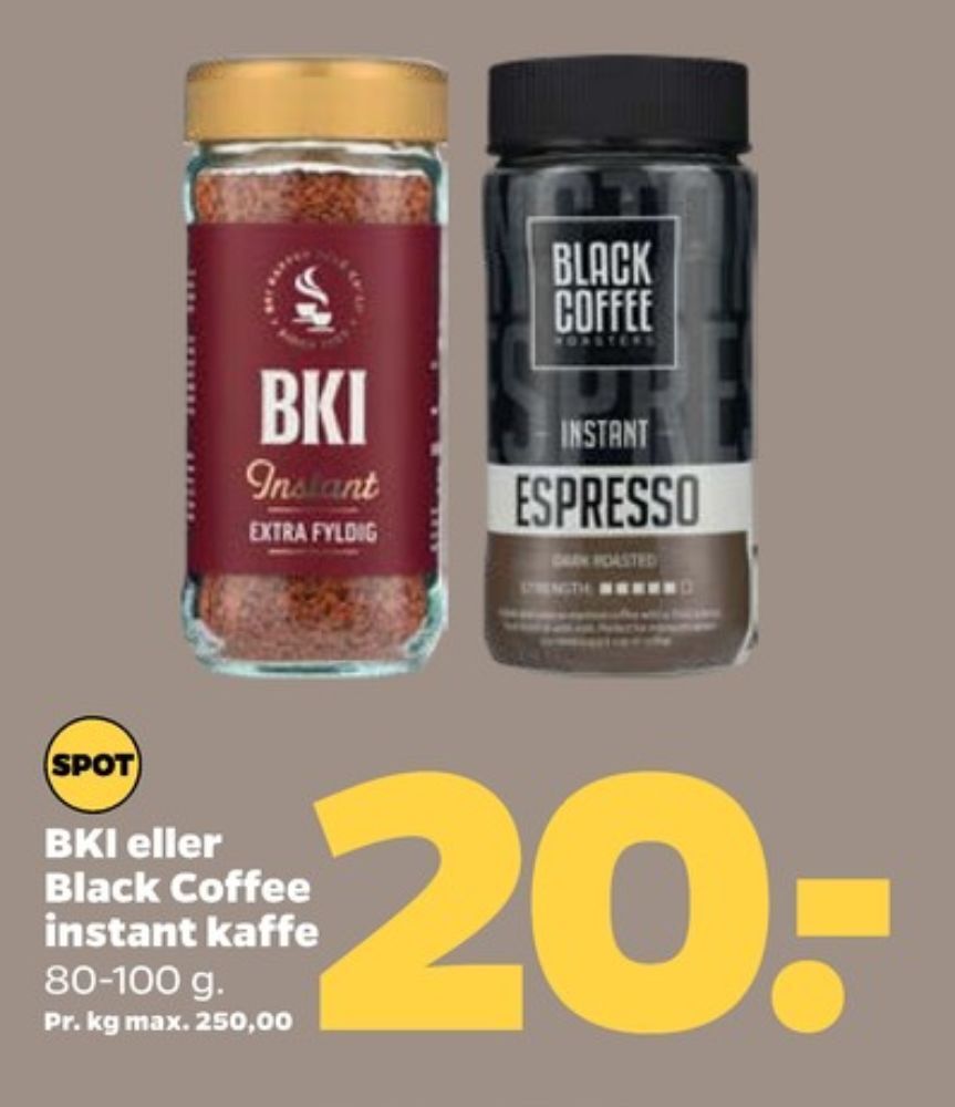 Black coffee instant kaffe tilbud hos Netto