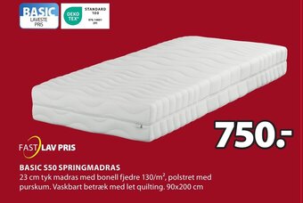 JYSK Basic S50 Springmadras tilbud