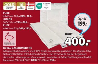 JYSK Royal Gåsedunsdyne tilbud