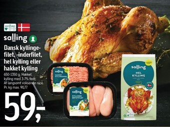 Føtex Salling dansk kyllingefilet, - inderfilet hel kylling eller hakket kylling tilbud