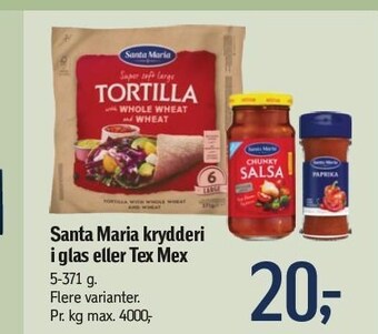 Føtex Santa maria krydderi i glas el. tex mex tilbud