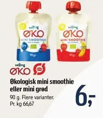 Føtex Øko. mini smoothie el. mini grød tilbud