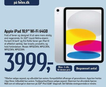 Føtex Apple ipad 10,9'' wi-fi 64 gb tilbud