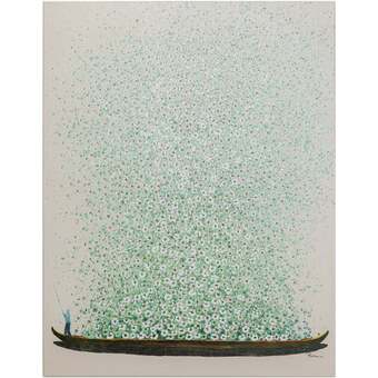 Flower boat beige green galleri, 120x160cm