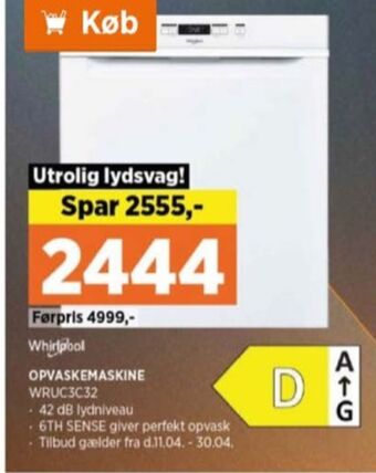 Power Whirlpool opvaskemaskine tilbud