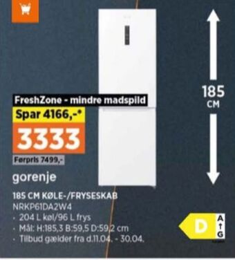 Power Gorenje køle/fryseskab tilbud