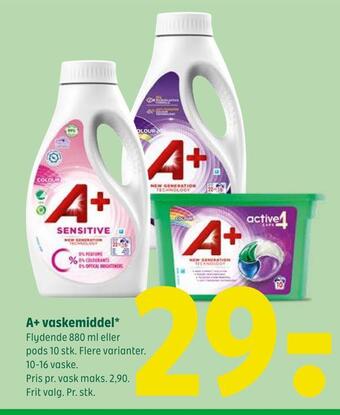 Coop 365 A+ vaskemiddel tilbud