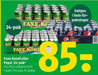 Coop 365 Faxe kondi eller pepsi 24-pak tilbud