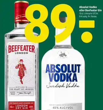 Coop 365 Absolut vodka eller beefeater gin tilbud