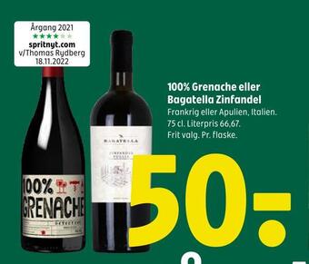 100% grenache eller bagatella zinfandel
