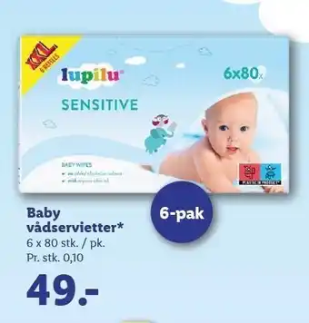 Lidl Baby vådservietter 6-pak tilbud