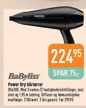 Imerco Babyliss power dry hårtørrer tilbud