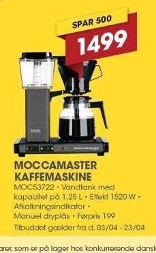 Punkt1 Moccamaster kaffemaskine tilbud