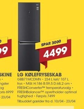 Punkt1 Lg kølefryseskab tilbud