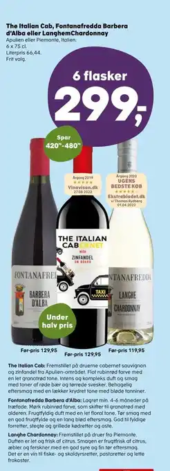 Kvickly The Italian Cab, Fontanafredda Barbera D' Alba eller Langhemchardonnay tilbud