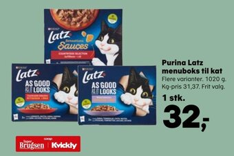 Kvickly Purina Latz Menuboks til Kat tilbud