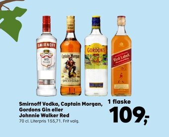 SuperBrugsen Smirnoff Vodka, Captain Morgan, Gordons Gin eller Johnie Walker Red tilbud