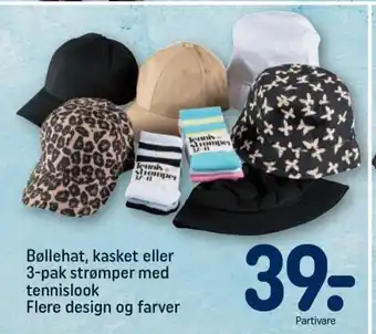 REMA 1000 Bøllehat, Kasket eller 3-pak Strømper Med Tennislook tilbud